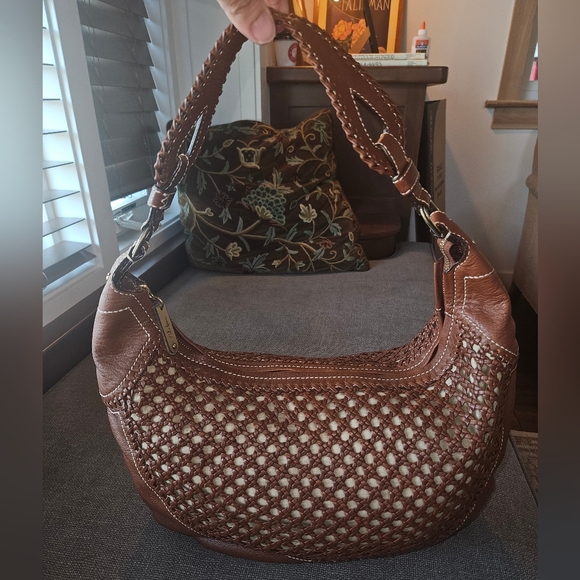 Cole Haan Handbags - Vintage Cole Haan Brown Woven Leather Hobo Shoulder Bag Braided Strap